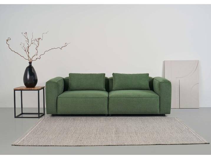 3-Sitzer ANDAS Tvinnet , grün (dunkelgrün), B:228cm H:73cm T:106cm, 94% PES 6% NY, Sofas, Breite 228 cm, extra tiefe Sitzfläche, kubisches Sitzvergnügen von andas
