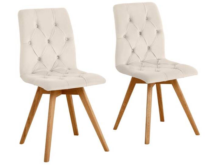 4-Fußstuhl ANDAS Rania , beige (creme, eichefarben), B:45cm H:91cm T:55cm, weicher Webstoff mit feiner Struktur aus 100% Polyester, Microfaser in Samtoptik aus 100% Polyester, Stühle, Im 2er/4er/6er-Set von andas