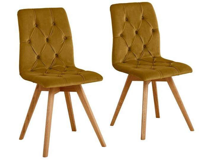 4-Fußstuhl ANDAS Rania , braun (bernstein, eichefarben), B:45cm H:91cm T:55cm, weicher Webstoff mit feiner Struktur aus 100% Polyester, Microfaser in Samtoptik aus 100% Polyester, Stühle, Im 2er/4er/6er-Set von andas