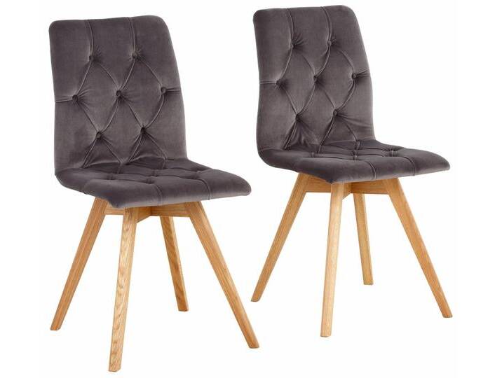 4-Fußstuhl ANDAS Rania , grau (grau, eichefarben), B:45cm H:91cm T:55cm, weicher Webstoff mit feiner Struktur aus 100% Polyester, Microfaser in Samtoptik aus 100% Polyester, Stühle, Im 2er/4er/6er-Set von andas