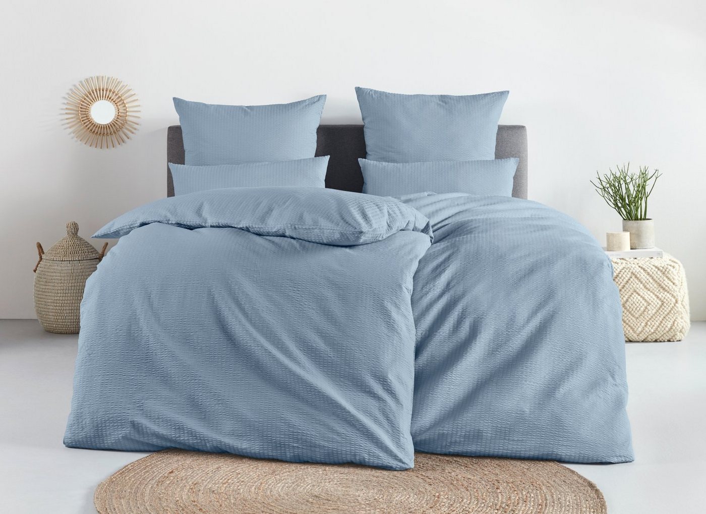 Bettwäsche Sari2 in Gr. 135x200 oder 155x220 cm, andas, Seersucker, 2 teilig, aus Baumwolle, uni Bettwäsche in Seersucker Qualität ideal für Sommer von andas
