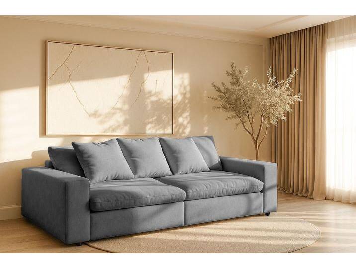 Big-Sofa ANDAS Venslev , grau (gray), B:260cm H:83cm T:120cm, 100% PES, Sofas, Lounge-Sofa, mit extra tiefer Sitzfläche und losen Kissen von andas