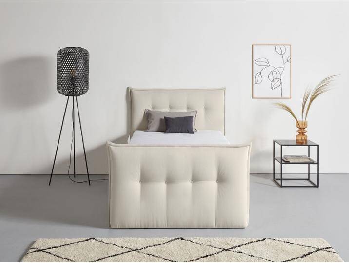 Boxbett ANDAS Kederleicht , beige, B:155cm L:226cm, Komplettbetten, Boxspringbett, inklusive Fußteil, Bettkasten & Topper, in 4 Breiten und 2 Härtegraden von andas