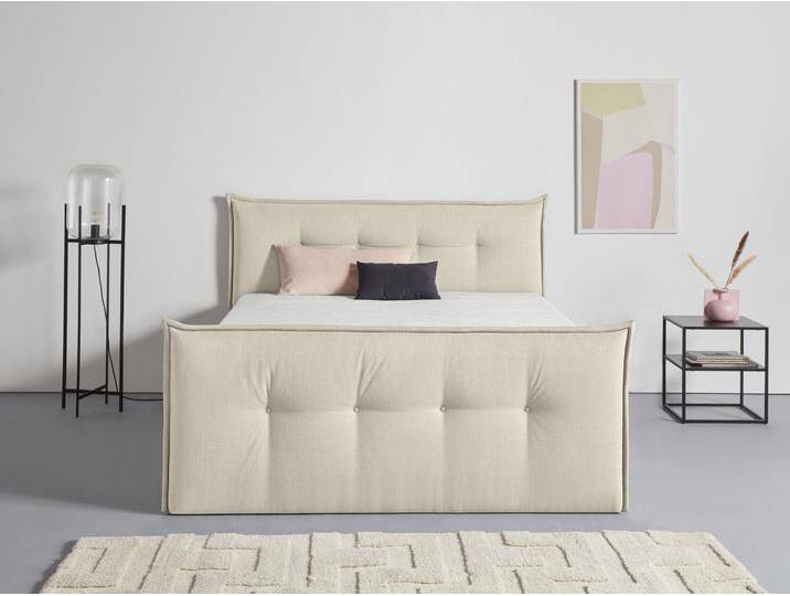 Boxbett ANDAS Kederleicht , beige, B:195cm L:226cm, Komplettbetten, Boxspringbett, inklusive Fußteil, Bettkasten & Topper, in 4 Breiten und 2 Härtegraden von andas
