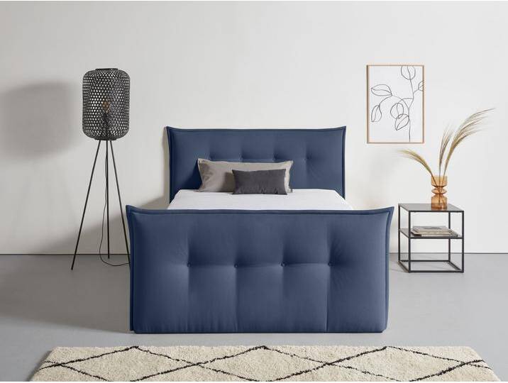 Boxbett ANDAS Kederleicht , blau, B:175cm L:226cm, Komplettbetten, Boxspringbett, inklusive Fußteil, Bettkasten & Topper, in 4 Breiten und 2 Härtegraden von andas