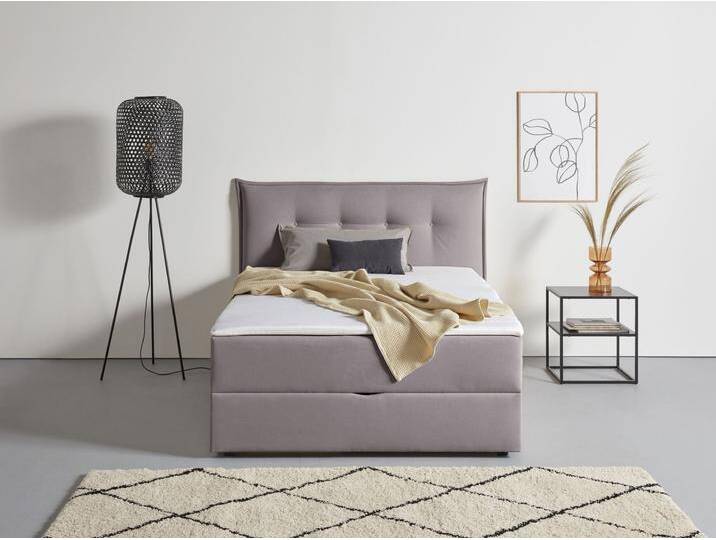 Boxbett ANDAS Kederleicht , grau, B:175cm L:213cm, Komplettbetten, Boxspringbett, inklusive Bettkasten & Topper, in 4 Breiten und 2 Härtegraden von andas