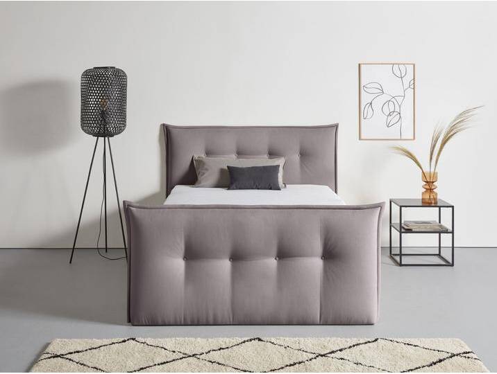 Boxbett ANDAS Kederleicht , grau, B:175cm L:226cm, Komplettbetten, Boxspringbett, inklusive Fußteil, Bettkasten & Topper, in 4 Breiten und 2 Härtegraden von andas
