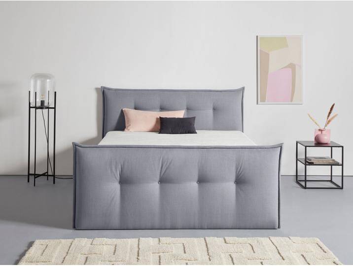 Boxbett ANDAS Kederleicht , grau, B:195cm L:226cm, Komplettbetten, Boxspringbett, inklusive Fußteil, Bettkasten & Topper, in 4 Breiten und 2 Härtegraden von andas