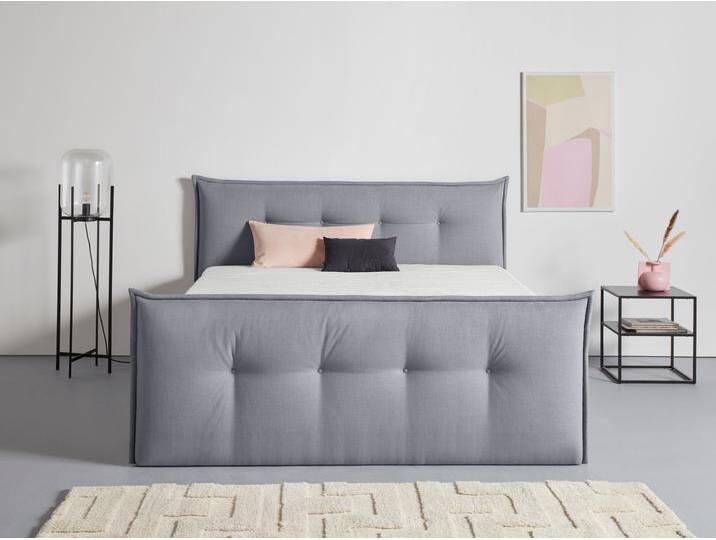 Boxbett ANDAS Kederleicht , grau, B:205cm L:226cm, Komplettbetten, Boxspringbett, inklusive Fußteil, Bettkasten & Topper, in 4 Breiten und 2 Härtegraden von andas