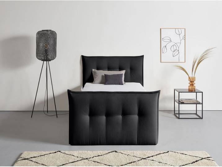 Boxbett ANDAS Kederleicht , grau (anthrazit), B:155cm L:226cm, Komplettbetten, Boxspringbett, inklusive Fußteil, Bettkasten & Topper, in 4 Breiten und 2 Härtegraden von andas
