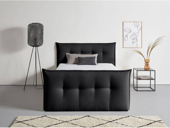 Boxbett ANDAS Kederleicht , grau (anthrazit), B:175cm L:226cm, Komplettbetten, Boxspringbett, inklusive Fußteil, Bettkasten & Topper, in 4 Breiten und 2 Härtegraden von andas