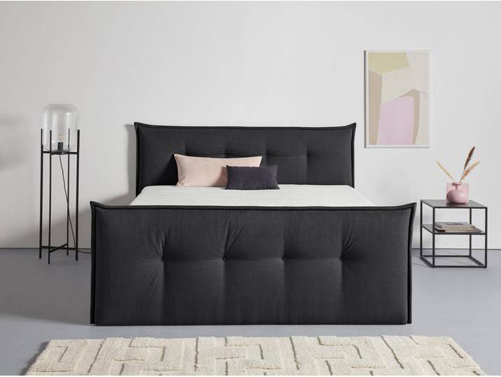 Boxbett ANDAS Kederleicht , grau (anthrazit), B:205cm L:226cm, Komplettbetten, Boxspringbett, inklusive Fußteil, Bettkasten & Topper, in 4 Breiten und 2 Härtegraden von andas