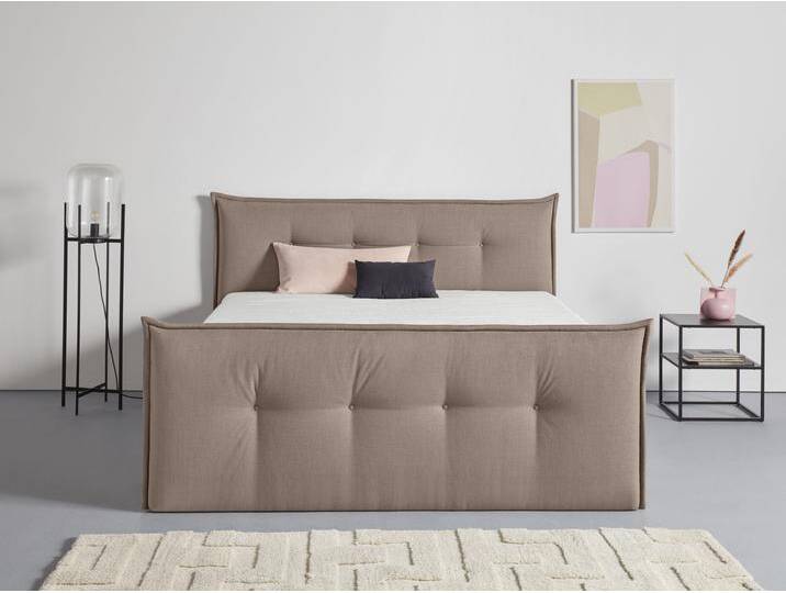 Boxbett ANDAS Kederleicht , grau (taupe), B:205cm L:226cm, Komplettbetten, Boxspringbett, inklusive Fußteil, Bettkasten & Topper, in 4 Breiten und 2 Härtegraden von andas