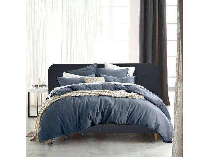 Boxspringbett ANDAS Premium , blau, Struktur fein, Liegefläche B/L: 200cm x 200cm, H2, Taschen-Federkernmatratze, Strukturstoff-Bezug (100% Polyester), Komplettbetten, Boxspringbett, Steppung mit Knopfheftung, inkl. Topper von andas