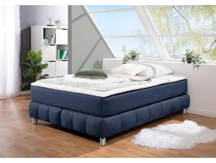 Boxspringbett ANDAS Salo , blau, B:146cm L:226cm, Komplettbetten, Boxspringbett, Ohne Kopfteil, inkl. Topper, auch in Überlänge 220 cm Boxspringbett ANDAS Salo , blau, B:146cm L:226cm, Komplettbetten, Boxspringbett, Ohne Kopfteil, inkl. Topper, auch in Überlänge 220 cm von andas