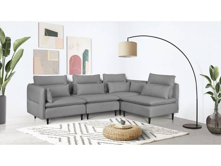 Ecksofa ANDAS ALVIK L-Form , grau (taupe), B:262cm H:88cm T:172cm, 100% Polyester, Sofas, zusammengesetzt aus Modulen, erweiterbar mit Modulen der Serie von andas