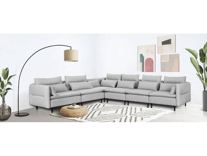 Ecksofa ANDAS ALVIK L-Form , silber, B:344cm H:88cm T:262cm, 100% Polyester, Sofas, zusammengesetzt aus Modulen, erweiterbar mit Modulen der Serie Ecksofa ANDAS ALVIK L-Form , silber, B:344cm H:88cm T:262cm, 100% Polyester, Sofas, zusammengesetzt aus Modulen, erweiterbar mit Modulen der Serie von andas