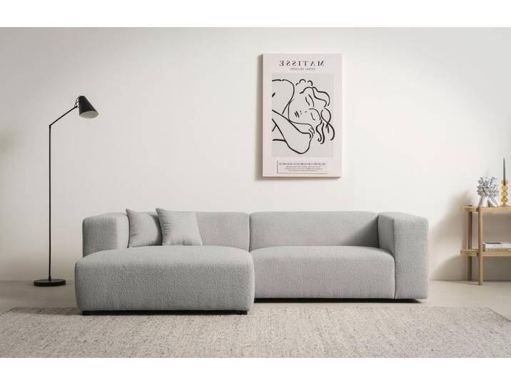 Ecksofa ANDAS BAKELS, L-Form in Cord oder Boucle-Stoff, moderne Couch , grau (hellgrau), B:267cm H:66cm T:163cm, Sofas, wahlweise Recamiere rechts/links, bequemer Sitzkomfort von andas
