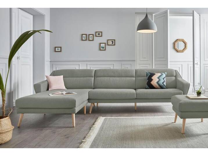 Ecksofa, 302x178 cm, Samtoptik, Mint, Recamiere Links, Skandi, andas von Otto