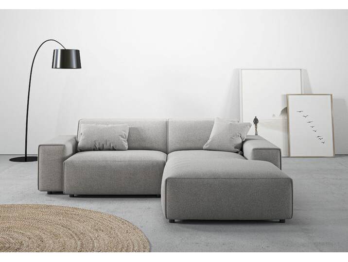 Ecksofa ANDAS Glimminge L-Form auch in Breitcord, Feincord + Easy care-Bezug , grau (light grau), B:234cm H:71cm T:191cm, 100% Polyester, Sofas, Breite 234, Zierkissen von andas
