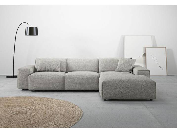 Ecksofa ANDAS Glimminge auch in Breitcord, Feincord, Bouclé + Easy care-Bezug , silber, B:294cm H:71cm T:191cm, 96% Polyester, 4% Polyacryl, Sofas, L-Form, Breite 294, Zierkissen von andas