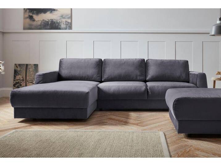 Ecksofa, Luxus-Microfaser Lederoptik, Hellgrau, 264×175 cm, Recamiere Links, Modern, andas von andas