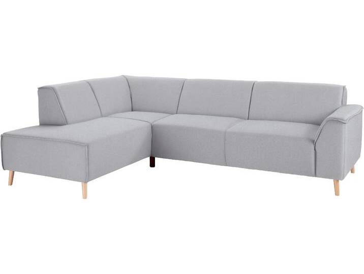 Ecksofa ANDAS Janek Scandic Design, elegant und zeitlos, L-Form , grau (hellgrau), B:263cm H:81cm T:191cm, Struktur fein ( 100% Polyester), Struktur weich (92% Polyester, 8% Nylon), Struktur fein ( 100% Polyester), Sofas, mit Federkern und Keder in scandinavischem Design von andas
