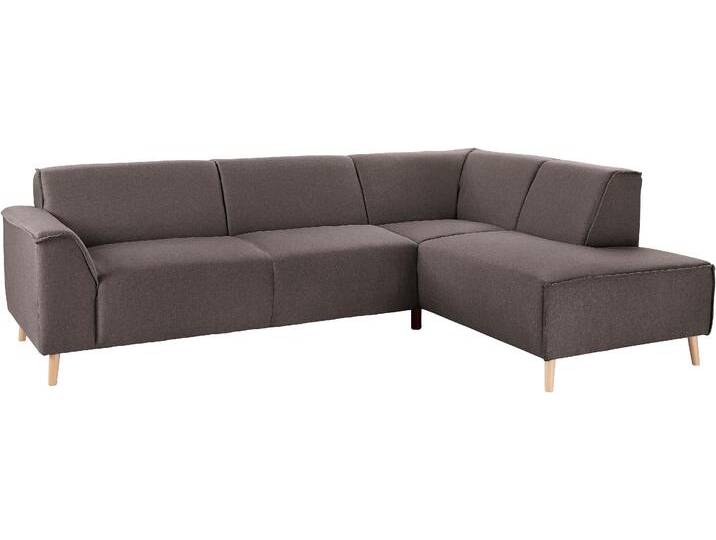Ecksofa ANDAS Janek Scandic Design, elegant und zeitlos, L-Form , grau (stone), B:263cm H:81cm T:191cm, Struktur fein ( 100% Polyester), Struktur weich (92% Polyester, 8% Nylon), Struktur fein ( 100% Polyester), Sofas, mit Federkern und Keder in scandinavischem Design von andas
