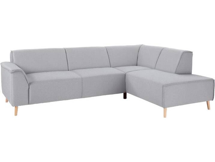 Ecksofa, Strukturstoff, Hellgrau, 263×191 cm, Federkern, Skandinavisch, andas von andas