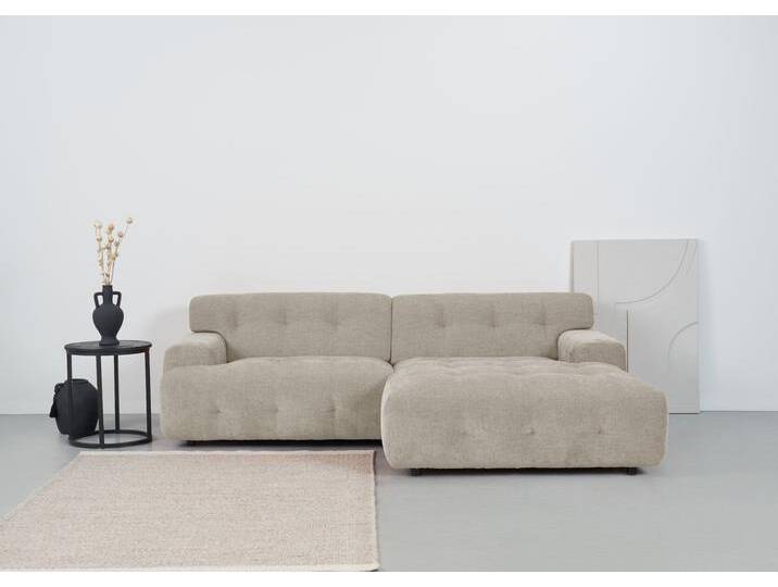 Ecksofa ANDAS Jerslev , beige, B:236cm H:72cm T:161cm, 100% PES, Sofas, mit Knopfsteppung, mit Wellenunterfederung und Kaltschaum von andas
