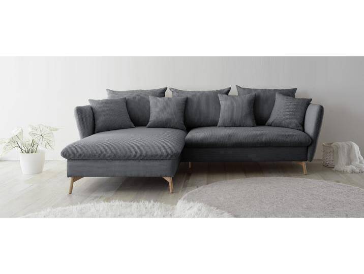Ecksofa ANDAS MERLE, 258 cm, L-Form, traumhafter Cord , grau (anthrazit), B:258cm H:91cm, 100% Polyester, Federung Ottomane : 12 x Feder Type B 1650mm, Ferderung 2 Sitzer: 10 x Feder Type B 650 mm, PU-Schaum und Nosag-Federung, Sitz und Funktion: Schaum T30/40 8 cm, Sofas, mit Bettfunktion und Bettkasten, Liegefläche 224 x 139 von andas