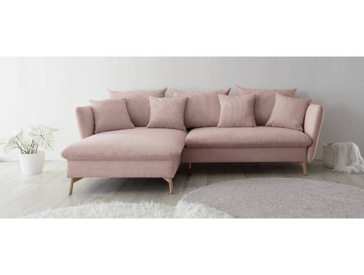 Ecksofa ANDAS MERLE, 258 cm, L-Form, traumhafter Cord , rosa (altrosa), B:258cm H:91cm, 100% Polyester, Federung Ottomane : 12 x Feder Type B 1650mm, Ferderung 2 Sitzer: 10 x Feder Type B 650 mm, PU-Schaum und Nosag-Federung, Sitz und Funktion: Schaum T30/40 8 cm, Sofas, mit Bettfunktion und Bettkasten, Liegefläche 224 x 139 von andas