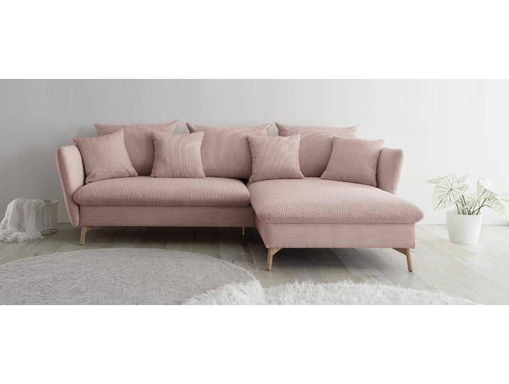 Ecksofa ANDAS MERLE, 258 cm, L-Form, traumhafter Cord , rosa (altrosa), B:258cm H:91cm, 100% Polyester, Federung Ottomane : 12 x Feder Type B 1650mm, Ferderung 2 Sitzer: 10 x Feder Type B 650 mm, PU-Schaum und Nosag-Federung, Sitz und Funktion: Schaum T30/40 8 cm, Sofas, mit Bettfunktion und Bettkasten, Liegefläche 224 x 139 von andas