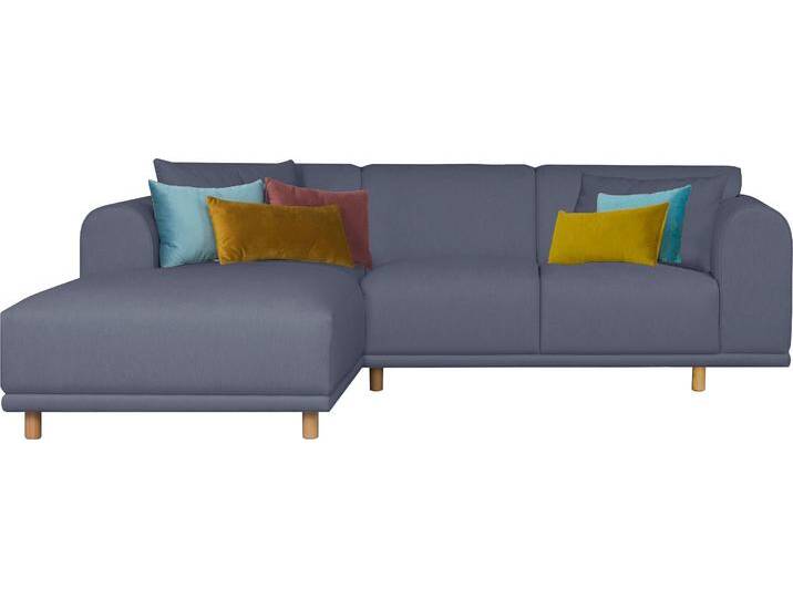 Ecksofa ANDAS Maroon L-Form , blau, B:285cm H:82cm T:191cm, Struktur (100% Polyester), Struktur grob ( 100% POLYPROPYLEN, Struktur fein ( 100% Polyester), Sofas, in skandinavischem Design, mit losen Kissen von andas