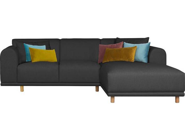 Ecksofa ANDAS Maroon L-Form , schwarz, B:285cm H:82cm T:191cm, Struktur (100% Polyester), Struktur grob ( 100% POLYPROPYLEN, Struktur fein ( 100% Polyester), Sofas, in skandinavischem Design, mit losen Kissen von andas