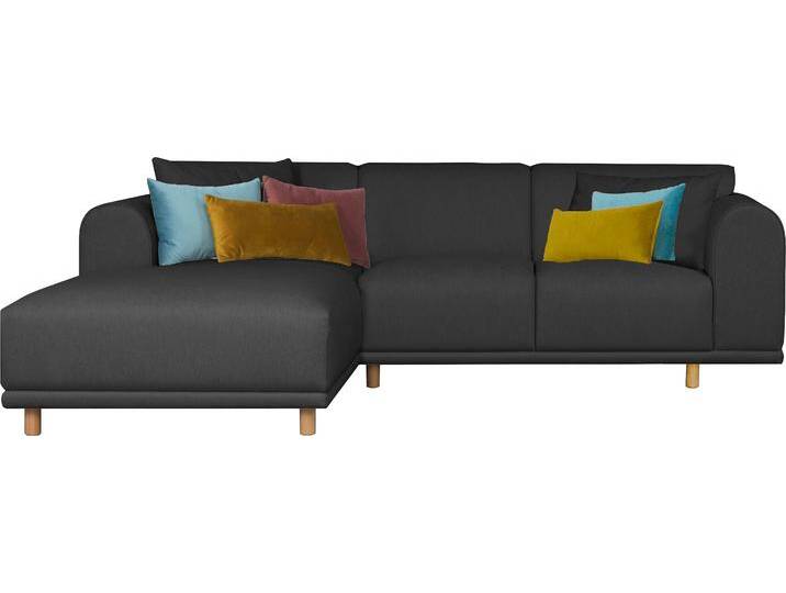 Ecksofa ANDAS Maroon L-Form , schwarz, B:285cm H:82cm T:191cm, Struktur (100% Polyester), Struktur grob ( 100% POLYPROPYLEN, Struktur fein ( 100% Polyester), Sofas, in skandinavischem Design, mit losen Kissen von andas