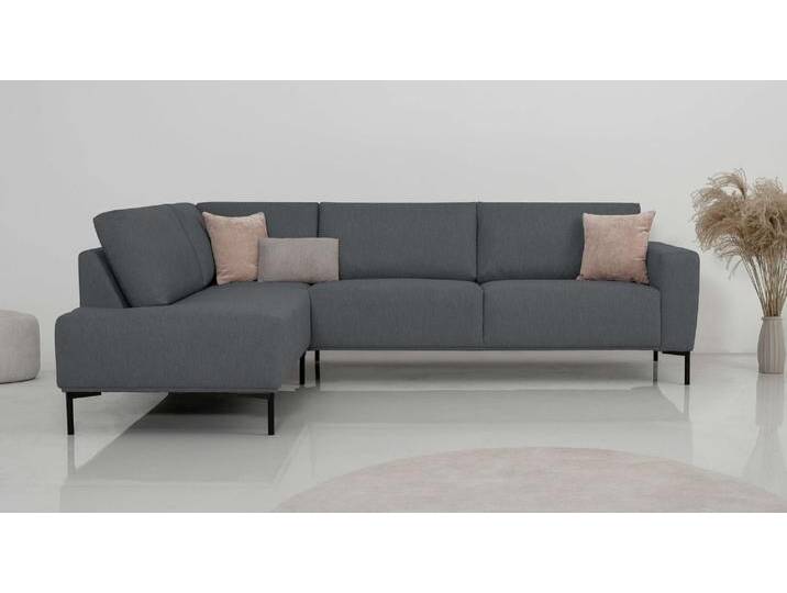 Ecksofa ANDAS Melby , grau (anthrazit), B:275cm H:87cm T:205cm, 100% Polyester, Sofas, Breite 275 cm, in einem weichen Struktur Stoff, lose Rückenkissen von andas