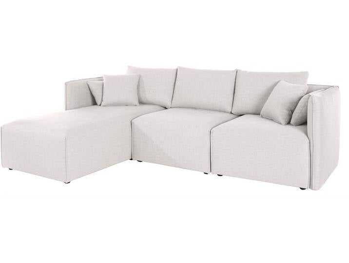 Ecksofa ANDAS Nöre L-Form , beige (creme), B:262cm H:74cm T:172cm, Struktur fein (100% Polyester), Sofas, 3 Teile, in vielen Bezugsqualitäten und Farben. S. auch Nöre von andas