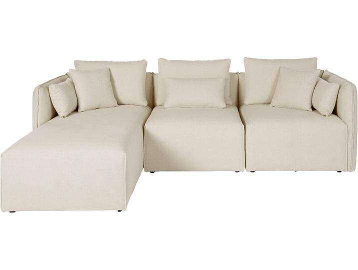 Ecksofa, Samtoptik, Beige 262×172 cm, Ottomane Links, Landhausstil, andas von Otto