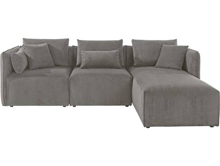 Ecksofa ANDAS Nöre L-Form , grau, B:262cm H:74cm T:172cm, 92% Polyester, 8% Polyamid, Sofas, 3 Teile, in vielen Bezugsqualitäten und Farben. S. auch Nöre von andas