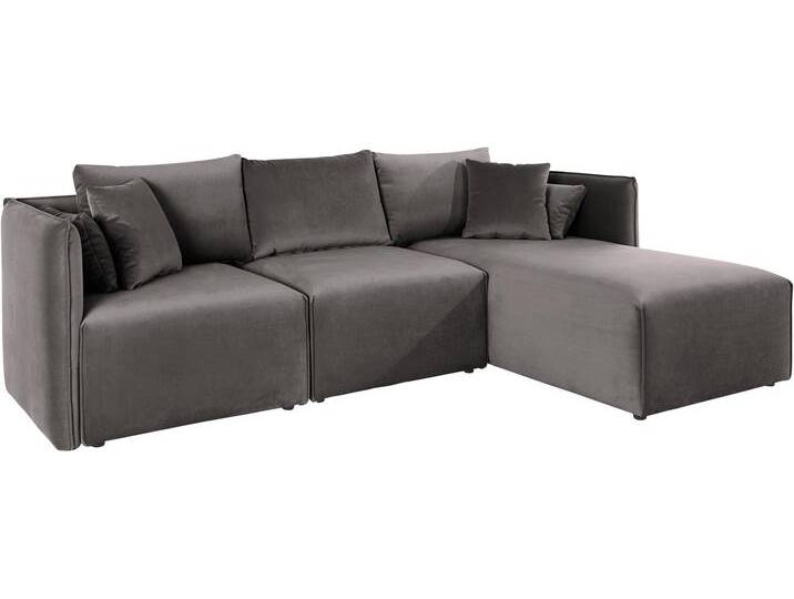 Ecksofa ANDAS Nöre L-Form , grau, B:262cm H:74cm T:172cm, Samtoptik (100% Polyester), Struktur (100% Polypropylene), Webstoff (100% Polyester), Struktur fein (100% Polyester), Luxus-Microfaser Lederoptik (100% Polyester), Baumwoll-/Leinenmix (60% Baumwolle/40% Leinen), Sofas, 3 Teile, in vielen Bezugsqualitäten und Farben. S. auch Nöre von andas