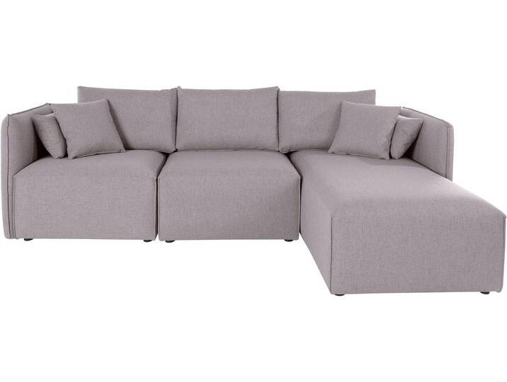 Ecksofa ANDAS Nöre L-Form , grau (mittelgrau), B:262cm H:74cm T:172cm, Samtoptik (100% Polyester), Struktur (100% Polypropylene), Webstoff (100% Polyester), Struktur fein (100% Polyester), Luxus-Microfaser Lederoptik (100% Polyester), Baumwoll-/Leinenmix (60% Baumwolle/40% Leinen), Sofas, 3 Teile, in vielen Bezugsqualitäten und Farben. S. auch Nöre von andas
