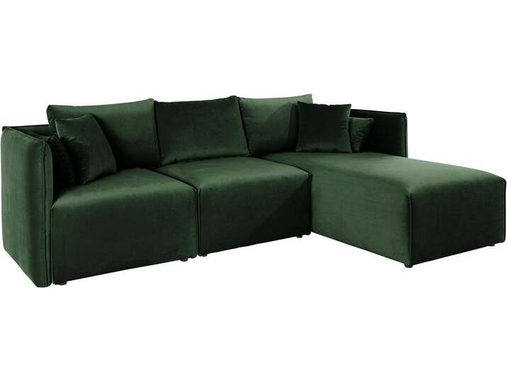 Ecksofa ANDAS Nöre L-Form , grün (dunkelgrün), B:262cm H:74cm T:172cm, Samtoptik (100% Polyester), Struktur (100% Polypropylene), Webstoff (100% Polyester), Struktur fein (100% Polyester), Luxus-Microfaser Lederoptik (100% Polyester), Baumwoll-/Leinenmix (60% Baumwolle/40% Leinen), Sofas, 3 Teile, in vielen Bezugsqualitäten und Farben. S. auch Nöre von andas