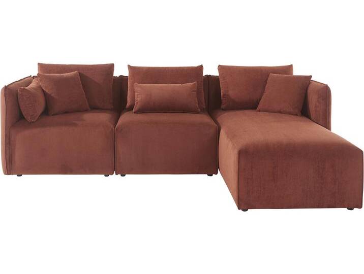 Ecksofa ANDAS Nöre L-Form , orange (terra), B:262cm H:74cm T:172cm, 92% Polyester, 8% Polyamid, Sofas, 3 Teile, in vielen Bezugsqualitäten und Farben. S. auch Nöre von andas