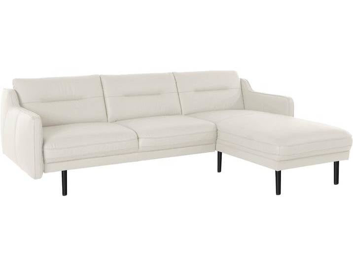 Ecksofa ANDAS Nordfyn L-Form , beige (elfenbein), B:239cm H:81cm T:166cm, Struktur weich (100% Polyester), Luxus-Microfaser Lederoptik (100% Polyester), 100% NaturLEDER, Sofas, edles Design in 3 Bezugsqualitäten, Design by Morten Georgsen von andas