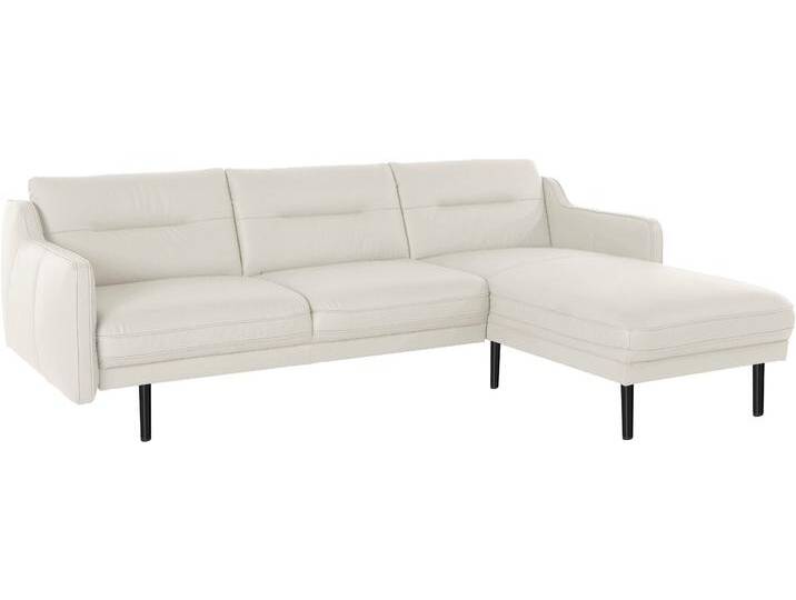 Ecksofa ANDAS Nordfyn L-Form , beige (elfenbein), B:239cm H:81cm T:166cm, Struktur weich (100% Polyester), Luxus-Microfaser Lederoptik (100% Polyester), 100% NaturLEDER, Sofas, edles Design in 3 Bezugsqualitäten, Design by Morten Georgsen von andas