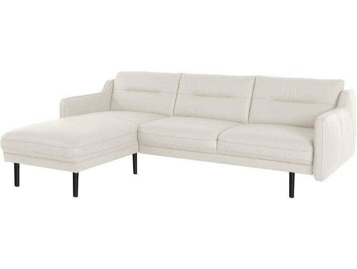 Ecksofa, 239x166 cm, Naturleder & Strukturweich, Elfenbein, 3-Sitzer, Modern, ANDAS von andas