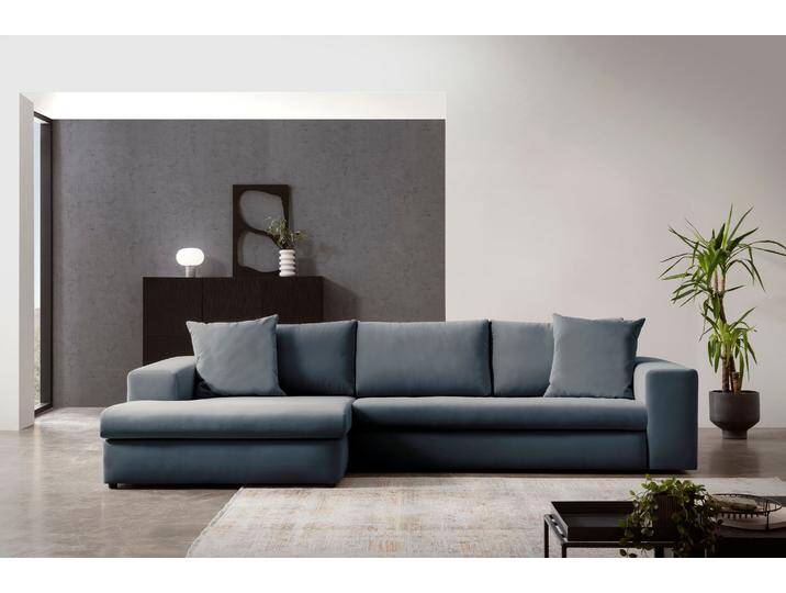 Ecksofa ANDAS SLEETLAND XXL in Samtvelours oder Vintage-Leder-Optik, L-Form , grau (anthrazit), B:325cm H:72cm T:167cm, Sofas, besonders groß und bequem von andas