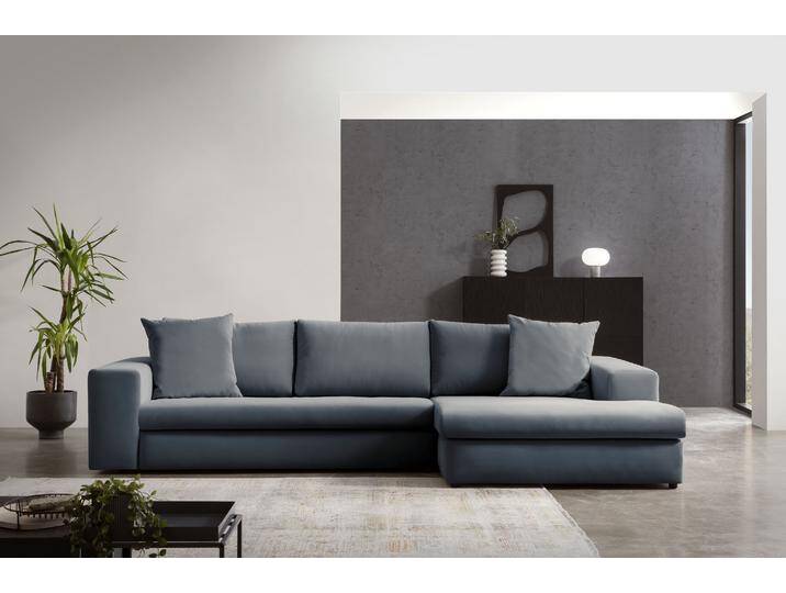 Ecksofa ANDAS SLEETLAND XXL in Samtvelours oder Vintage-Leder-Optik, L-Form , grau (anthrazit), B:325cm H:72cm T:167cm, Sofas, besonders groß und bequem von andas