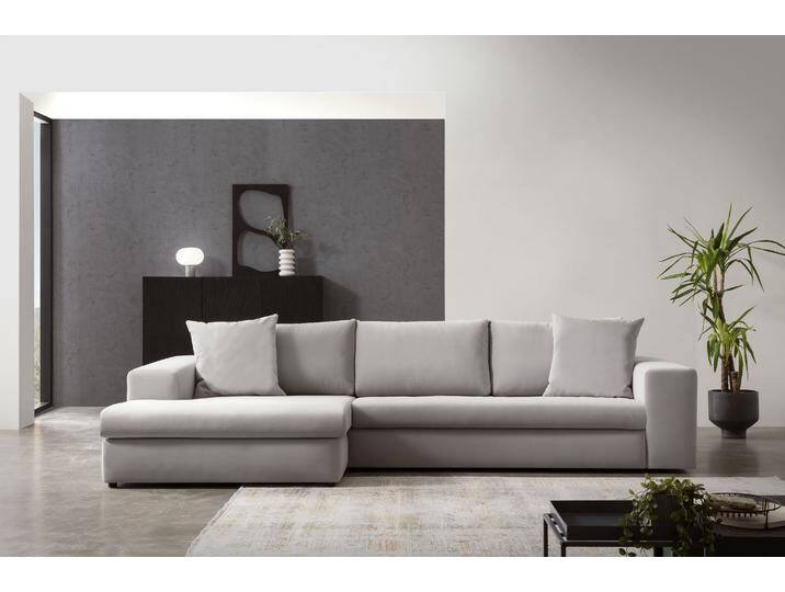 Ecksofa ANDAS SLEETLAND XXL in Samtvelours oder Vintage-Leder-Optik, L-Form , silber, B:325cm H:72cm T:167cm, Sofas, besonders groß und bequem von andas